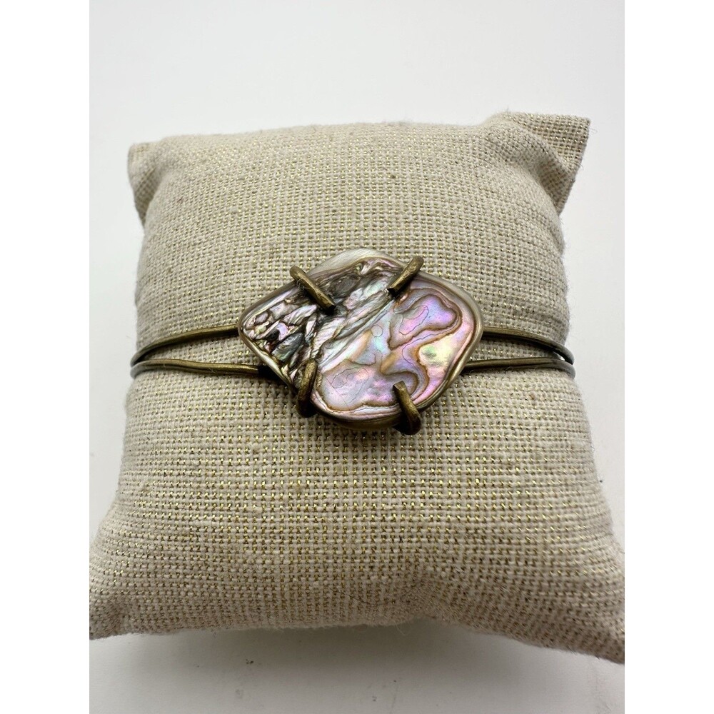 Vintage Artisan Handcrafted Abalone Cuff Bracelet 7”